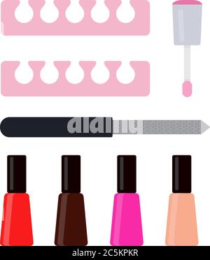Manicure and pedicure accessories vector flat isolated Stock Vector