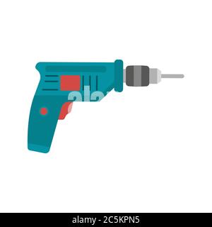 Construction tools on white background. Dill, wrench, saw, pliers, hammer, level for repair. Vector illustration in trendy flat style. ESP 10. Stock Vector