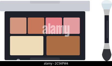 Make up case with shadows and blush vector icon flat isolated illustration Stock Vector