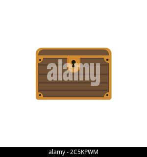 Wooden Chest on white background. Vector illustration in trendy flat style. EPS 10 Stock Vector