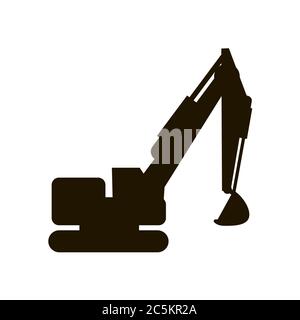 Excavator icon on white background. Vector illustration in trendy flat style. EPS 10 Stock Vector