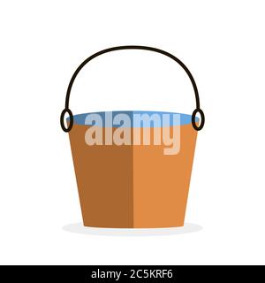 Bucket with water on white background. Vector illustration in trendy flat style. EPS 10 Stock Vector