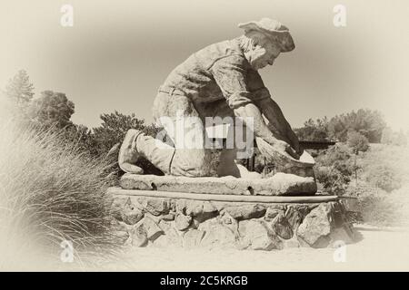 Claude Chana 1811-1882 monument in Old Town Auburn, California, USA (Artist-Dr. Kenneth Fox) Stock Photo