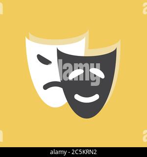 Theatre masks of drama and comedy on white background. Vector illustration in trendy flat style. EPS 10 Stock Vector