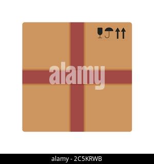 Brown carton delivery packaging box on white background. Vector illustration in trendy flat style. ESP 10. Stock Vector