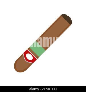 Cuban cigar on white background. Vector illustration in trendy flat style. EPS 10. Stock Vector