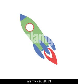 Rocket ship on white background. Vector illustration in trendy flat style. ESP 10. Stock Vector