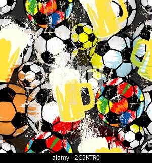 seamless soccer ball vector background, pattern, texture, mock up, template vector illustration Stock Vector