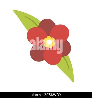 Red flowers on white background. Vector illustration in trendy flat style. EPS 10 Stock Vector