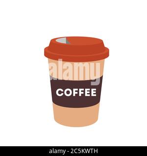 Paper coffee cup on white background. Vector illustration in trendy flat style. ESP 10. Stock Vector