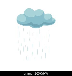 Cloud with Rain on white background. Vector illustration in trendy flat style. EPS 10 Stock Vector