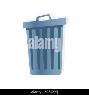 Trash can on white background. Vector illustration in trendy flat style. EPS 10. Stock Vector
