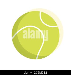 Tennis racket with yellow ball on white background. Vector illustration in trendy flat style. EPS 10 Stock Vector