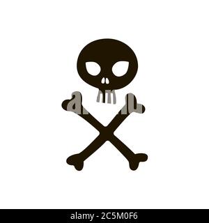 Human skull with bones sign on white background. Vector illustration in trendy flat style. EPS 10. Stock Vector
