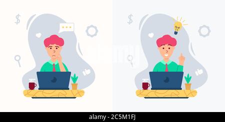businessman are thinking and finding ideas in flat style design Stock Vector