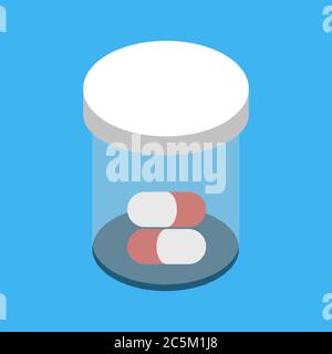 Medicine bottle in trendy flat style. Vector illustration. EPS 10. Stock Vector