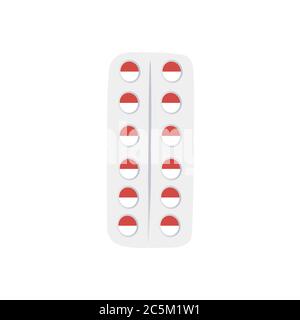 Pack of Pills on white background. Vector illustration in trendy flat style. EPS 10 Stock Vector