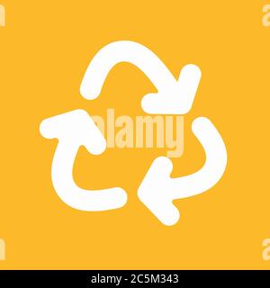 Recycle cycle vector symbol isolated on yellow background. Vector illustration. EPS 10. Stock Vector