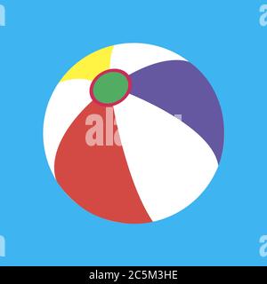 Beach ball on blue background. Vector illustration in trendy flat style. ESP 10. Stock Vector