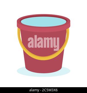 A bucket with water on white background. Vector illustration in trendy flat style. EPS 10 Stock Vector