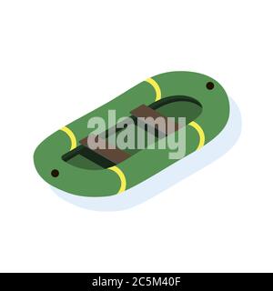 Inflatable boat for fishing on white background. Vector illustration in trendy flat style. EPS 10 Stock Vector