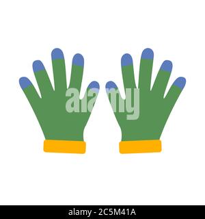 Winter gloves on white background. Vector illustration in trendy flat style. EPS 10 Stock Vector