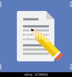 Paper And Pen icon in trendy flat style. Vector illustration. EPS 10. Stock Vector