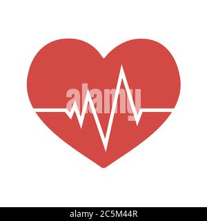 Heartbeat on white background. Vector illustration in trendy flat style. EPS 10 Stock Vector