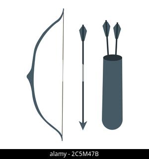 Bow and arrow on white background. Vector illustration in trendy flat style. EPS 10 Stock Vector
