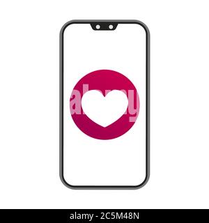 Phone and heart on white background. Vector illustration in trendy flat style. ESP 10. Stock Vector