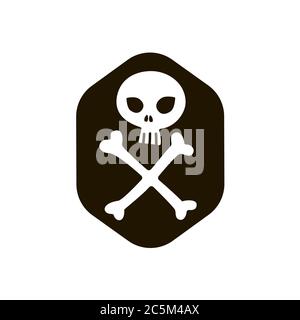 Human skull with bones sign on white background. Vector illustration in trendy flat style. EPS 10. Stock Vector