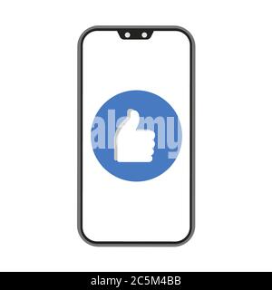 Phone and like on white background. Vector illustration in trendy flat style. ESP 10. Stock Vector