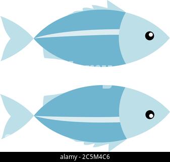 Vector fish silhouette illustration. Colorful cartoon flat icon for your design. Stock Vector
