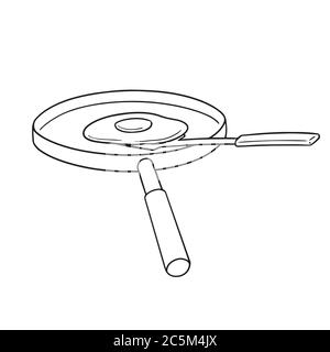vector set of pan, flipper and fried egg Stock Vector