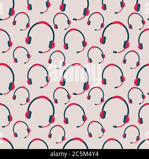 headphone seamless pattern vector illustration background Stock Vector