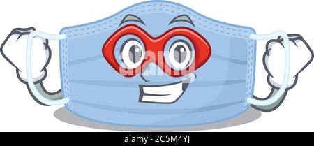 A cartoon drawing of surgical mask in a Super hero character Stock Vector