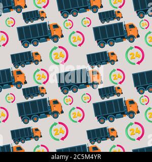 truck delivery service seamless pattern vector illustration background Stock Vector