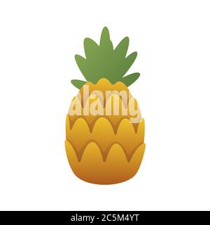 Pineapple on white background. Vector illustration in trendy flat style. EPS 10. Stock Vector