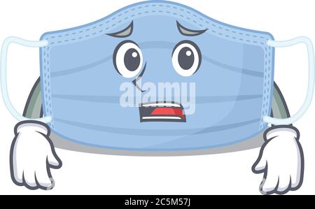 Cartoon design style of surgical mask having worried face Stock Vector