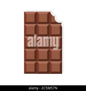 Chocolate bar on white background. Vector illustration in trendy flat style. EPS 10. Stock Vector