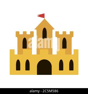 Beach sandcastle on white background. Vector illustration in trendy flat style. EPS 10 Stock Vector