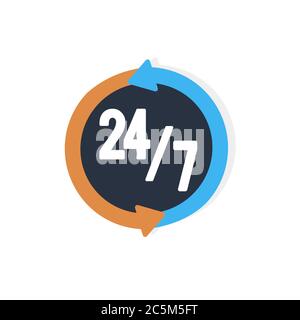 Steady Services 24 7 on white background. Vector illustration in trendy flat style. EPS 10. Stock Vector