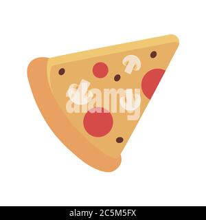 Pizza slice on white background. Vector illustration in trendy flat style. EPS 10 Stock Vector