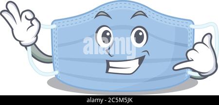 Caricature design of surgical mask showing call me funny gesture Stock Vector
