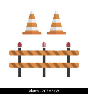 Road repair. Under construction sign on white background. Vector illustration in trendy flat style. EPS 10. Stock Vector