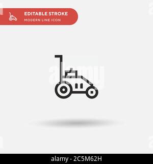 Lawn Mower Simple vector icon. Illustration symbol design template for web mobile UI element. Perfect color modern pictogram on editable stroke. Lawn Mower icons for your business project Stock Vector