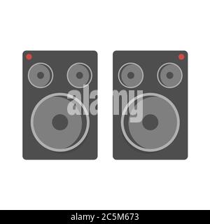 Acoustic speakers on white background. Vector illustration in trendy flat style. EPS 10 Stock Vector