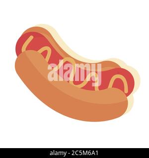 Hot Dog on white background. Vector illustration in trendy flat style. EPS 10 Stock Vector