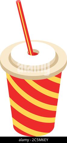 Soda paper cup icon. Cool drink concept icon. Vector illustration. Stock Vector