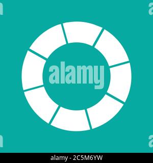 Pie diagram icon. For websites and apps. Image on turquoise background. Flat line vector illustration. Stock Vector